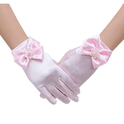 Guantes Elegantes de Satén para Niñas Hermosas para Vestido de Ocasión Especial Boda Formal Concurso Fiesta Guantes Cortos para Niñas