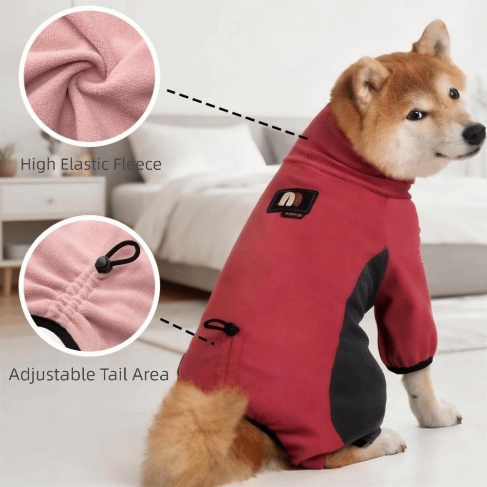 Warm Fleece Dog Clothes High-Neck Dog Jackets Casual Style Winter Dog Jumpsuit  Winter Season