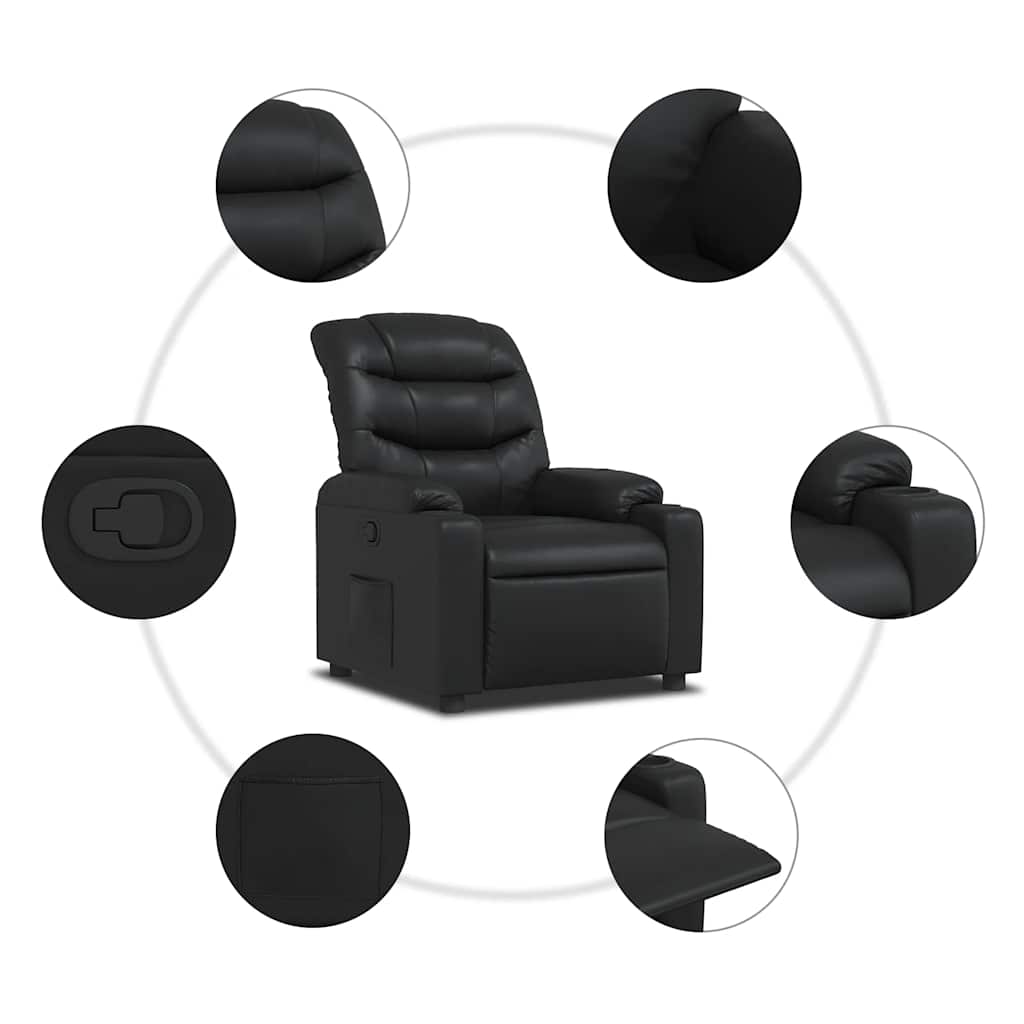 Relaxation Armchair Black Synthetic Leather