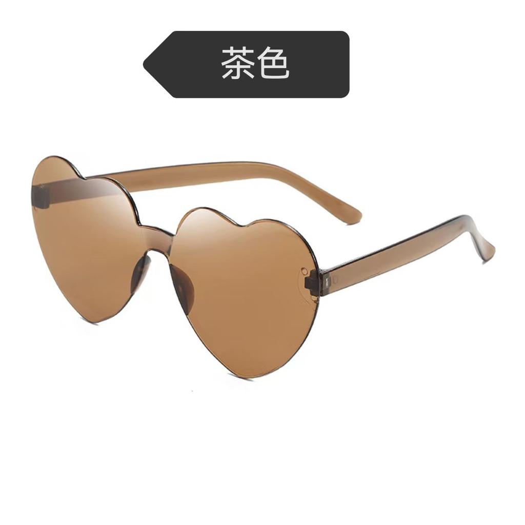Peach Heart Sunglasses Love Glasses Trend Frameless One-Piece Marine Film Dazzling Color Sunglasses