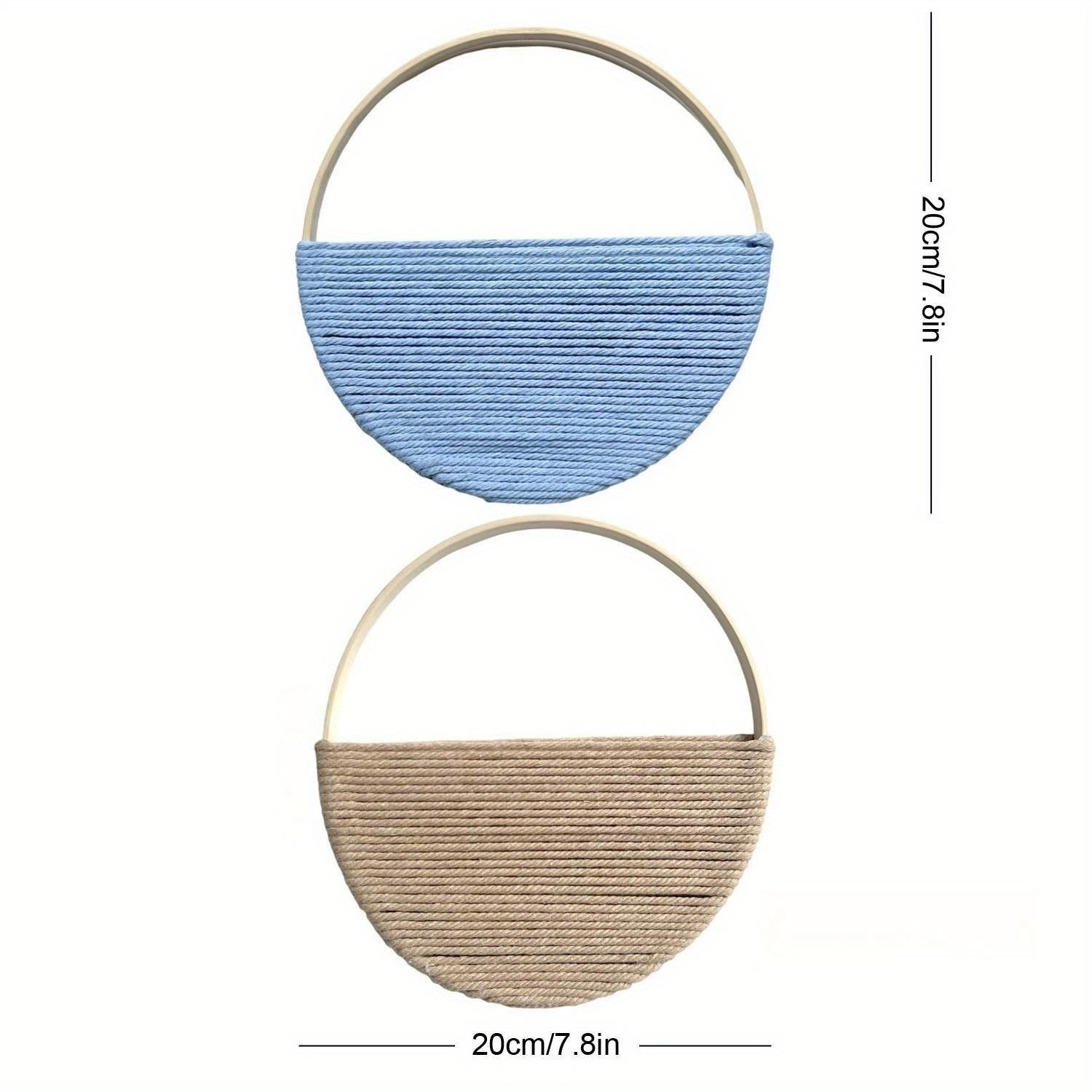 

2Pcs Bohemian style double round bamboo ring decorative hand-woven wall hanging for home green plant decoration, holiday gift