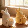 2-Piece Easter Bunny Silicone Mold DIY Cute Animal Basket Hollow Rabbit Soy Wax Silicone Molds Kit Bunny Candle Holder