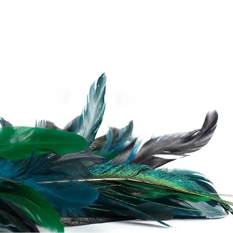 Christmas Tree Decortion Artificial Peafowl Ornaments Sculpture with Clip Bird Figurine Peacock Long Tail Realistic Crafts Decor