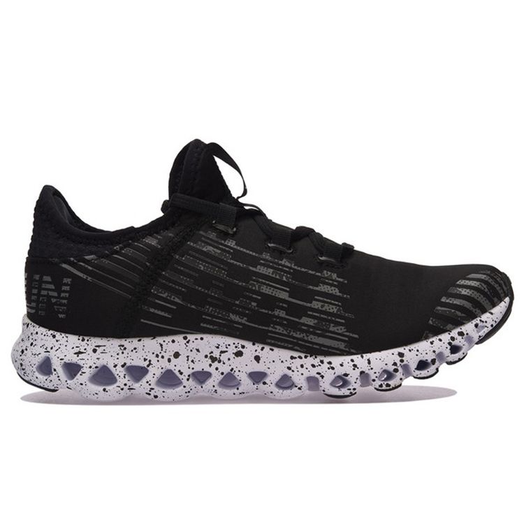 Li Ning Arc Confortables Rebond Absorption des Chocs Respirantes Durables Basse Cheville Chaussures de Course Baskets Femmes Noir Blanc ARHM072-2