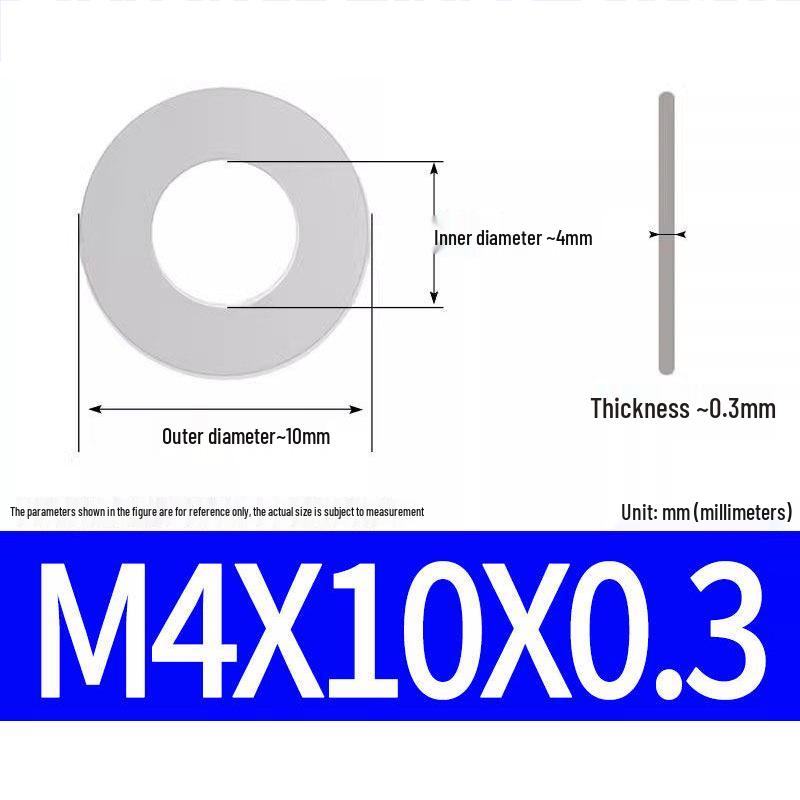 304 Stainless Steel Ultra-Thin Flat Washer, Thickness: 0.1/0.2/0.3/0.4/0.5 Mm, Sizes M1-M8