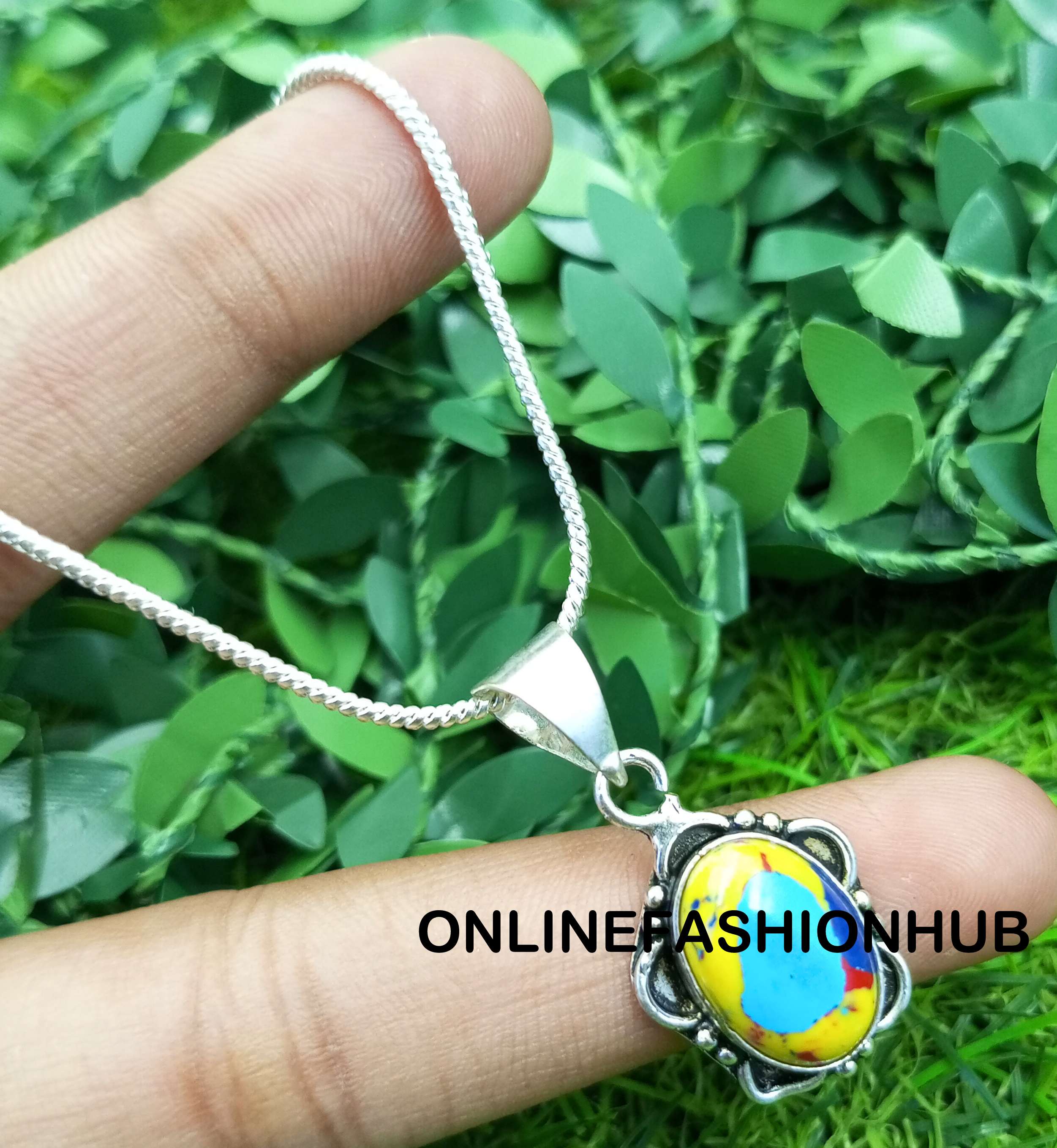 

Драгоценный камень халцедон, стерлинговое серебро 925 пробы, позолоченное ожерелье, цепочка, кулон, ювелирные изделия NST-NC11