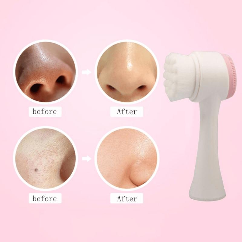 3D Manual Facial Cleansing Brush 2 in 1 Skin Care Face Brush SiliconeFacial Scrubber Dual Face Wash Brush Deep Pore Exfoliation