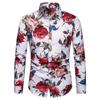 Men's Plus Size Long-sleeved Casual Floral Shirt.