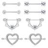 1 Pair New Clear Zircon Heart Nipple Rings Cover Piercing Body Jewelry Nipple Bar Ring Barbell Nipple Piercing Mamilo Sexy Women