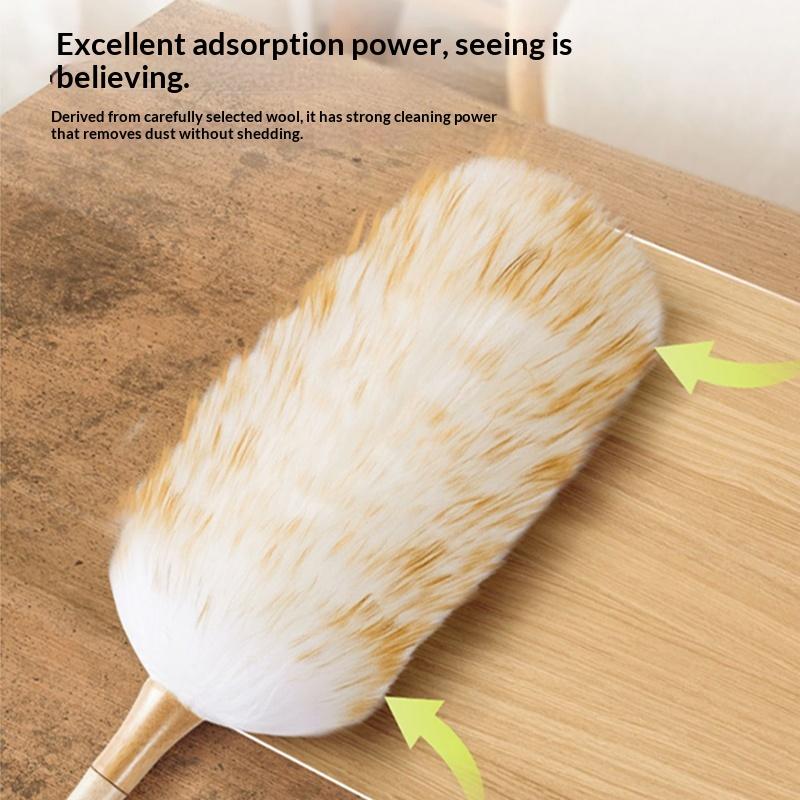 Genuine Wool Duster Lint Free Dense Soft Fur Strong Dust Removal for Household Car Sofa Book Shelf Cleaning Use