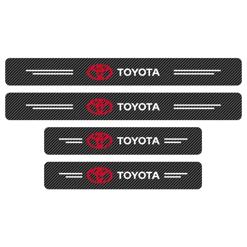 4 Peças Protetor de Soleira da Porta do Carro Adesivo Protetor de Soleira de Fibra de Carbono Para Toyota Yaris Corolla Avensis Aygo Vitz Vios Yaris Mark-X Mirai