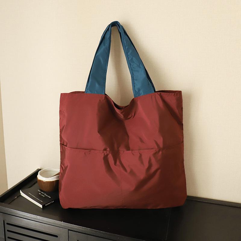 Japanese-Style Foldable Cloud Bag: Portable, Large-Capacity, Waterproof Shoulder & Handheld Grocery Bag with Zipper.
