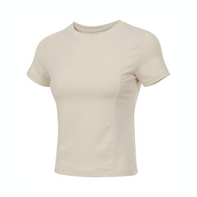 Comfortable Knitted Sports Short Sleeve T-Shirt Women Tops Khaki 631305-87