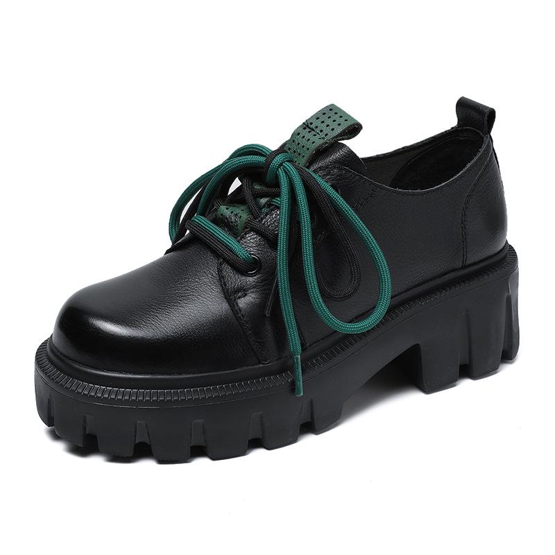 

Женские туфли из натуральной кожи, туфли-муффины с толстой подошвой, маленькие кожаные туфли 40 чёрный