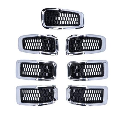 7pcs Front Grille Inserts Grill Guard Trim Accessory Fit for Jeep Cherokee 20142018Chromeplate