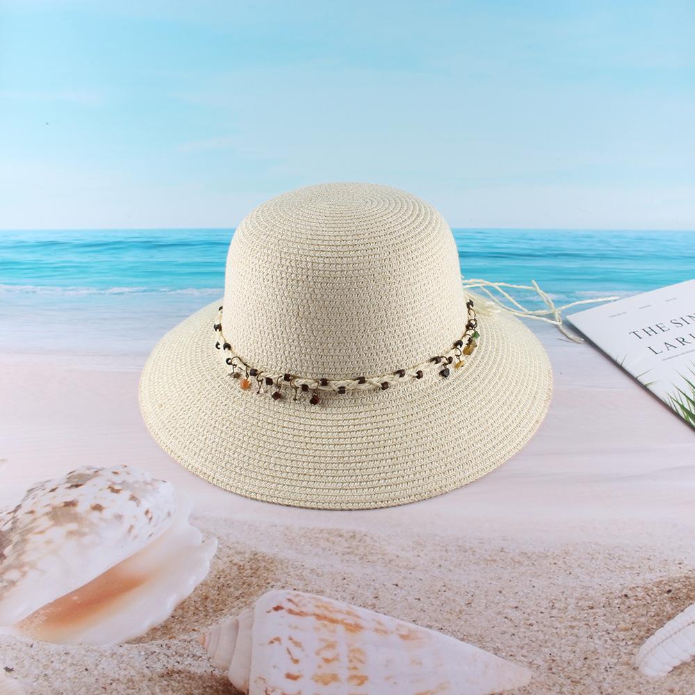 Summer Fashion Straw Dome Bucket Hat Seaside Vacation Sunscreen Sunshade Beach Hat Women's Straw Hat Customization