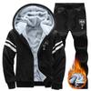 Men Tracksuit Thick Winter Autumn Men's Casual Printed Sports Suit Loose Hooded Hoodies Long Pant Two Piece Male Sportwears Sets