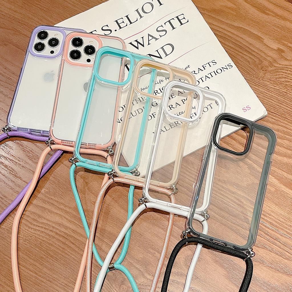 Applicable To the New Apple 14PROMAX Mobile Phone Case iPhone13 Mobile Phone Case Apple 14 Three-in-one Transparent Lanyard