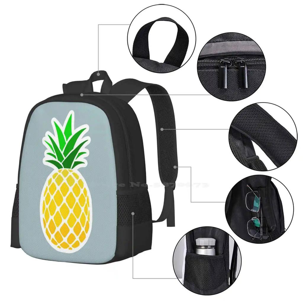 Pristine School Bag Big Capacity Backpack Laptop Pineapple Fruit Simple Yellow Green Classic