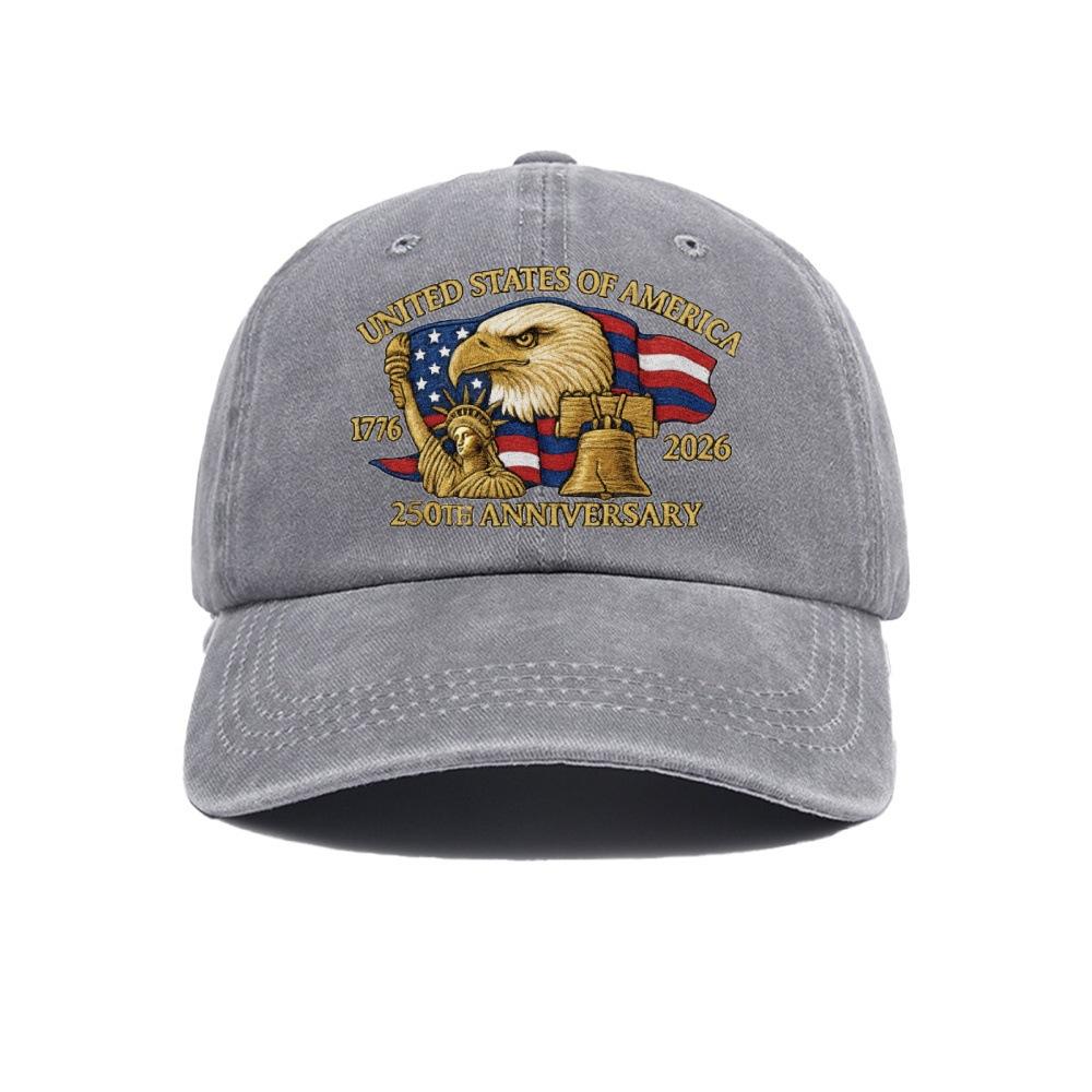 Hot-selling Washed Retro Printed Baseball Cap American Anniversary Men's and Women's Caps Embroidery Production Log