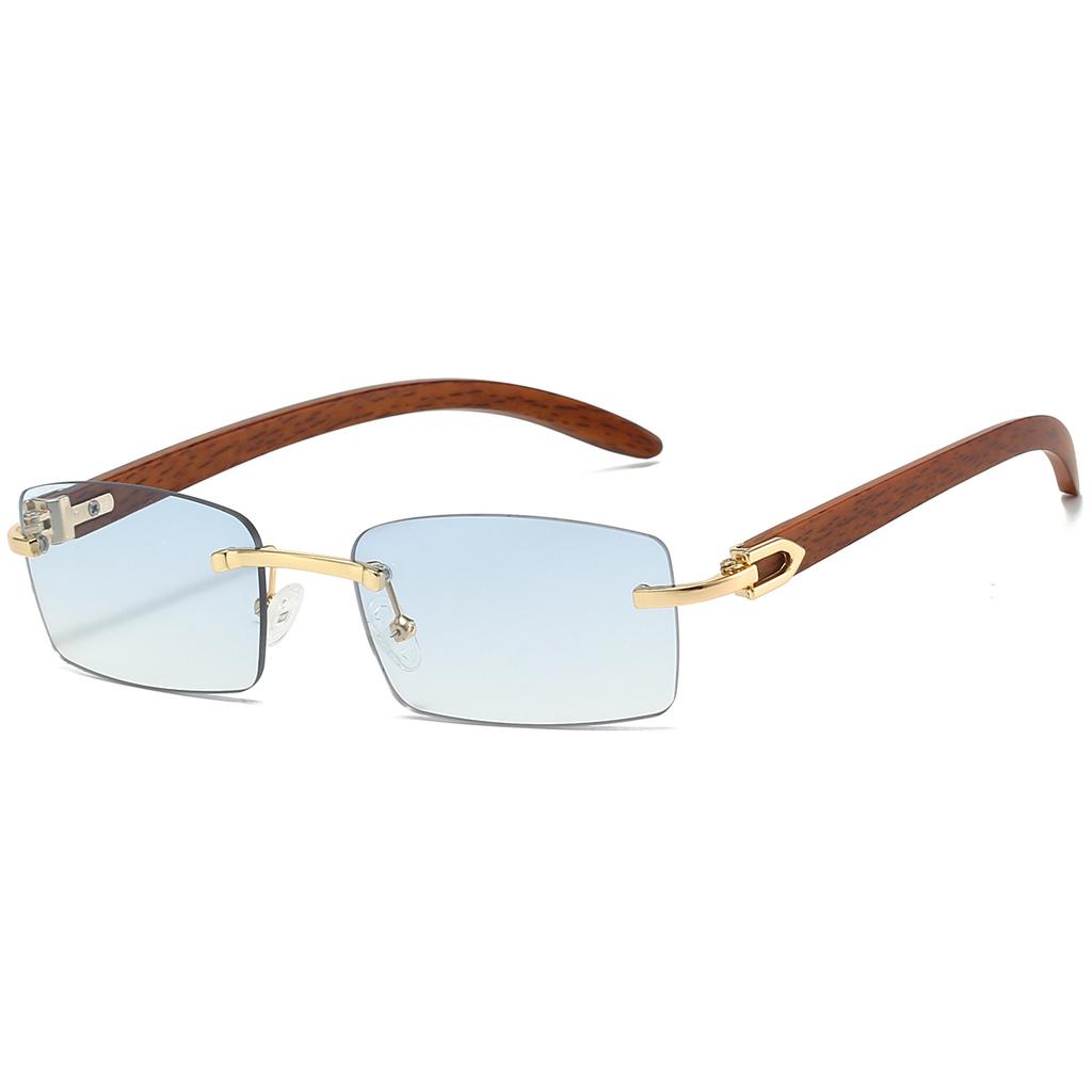 Rimless Rectangle Sunglasses Men Classic Vintage Gradient Shades Women Trendy Fashion Luxury Brand Designer Sun Glasses