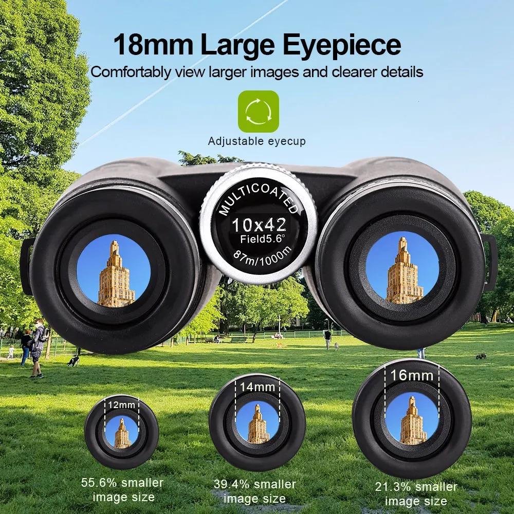 10x42 Hd Binoculars Telescope Long Range Bak4 Prism For Outdoor Hiking Concert Fishing Birdwatching