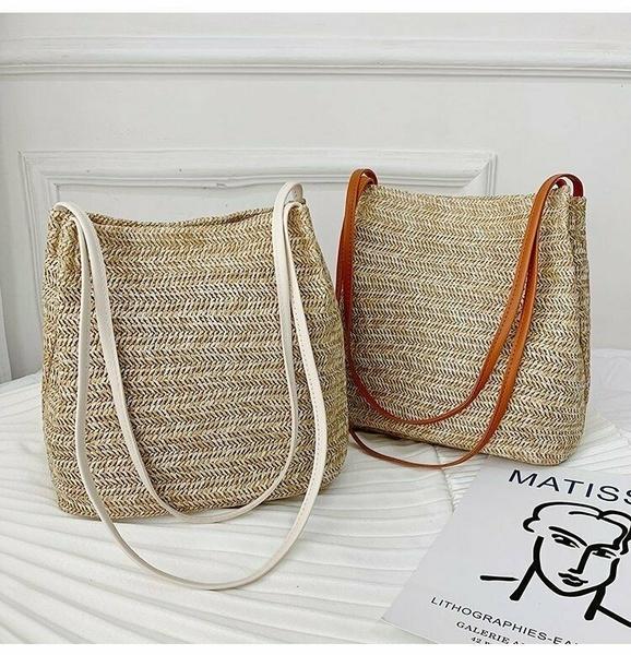 Women Bohemia Straw Bag Woven Round Rattan Handbag Crossbody Summer Beach Bags