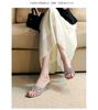 Plus Size One-Strap Rhinestone Chunky Heel Peep-Toe Sandals for Women