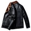 Chaqueta de cuero sintético de terciopelo de invierno para hombre, chaqueta de cuero de una pieza de piel de gran tamaño para hombre