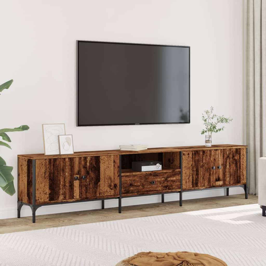 TV Cabinet with Drawer Rustic Wood Look 200 x 25 x 44 cm
