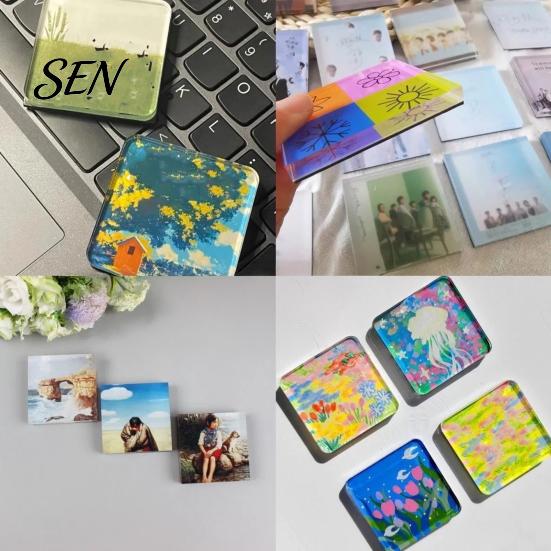 Magnetic Picture Frames 10Pcs DIY Fridge Magnet Kit, Clear Acrylic Photo Frame Memo Holders Set, Custom Making Kit for Crafts, Kitchen, Classroom