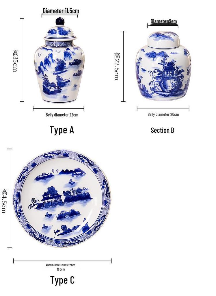 Blue and White Porcelain Antique Vase: Chinese Ornamental Jar for Home or Study Display