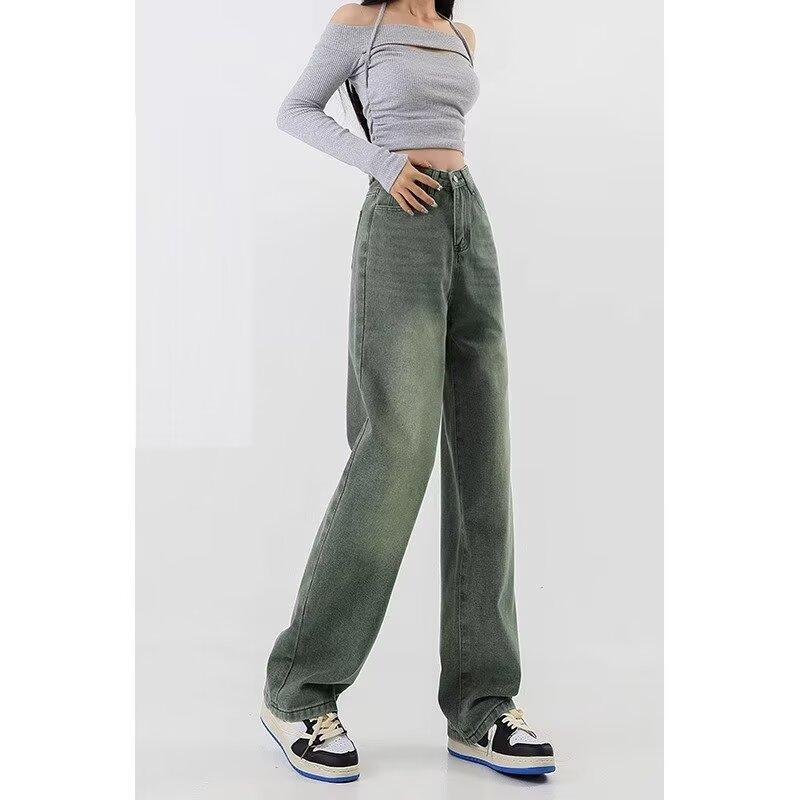 American Vintage raka jeans för damer Höst byxor med hög midja vid ben