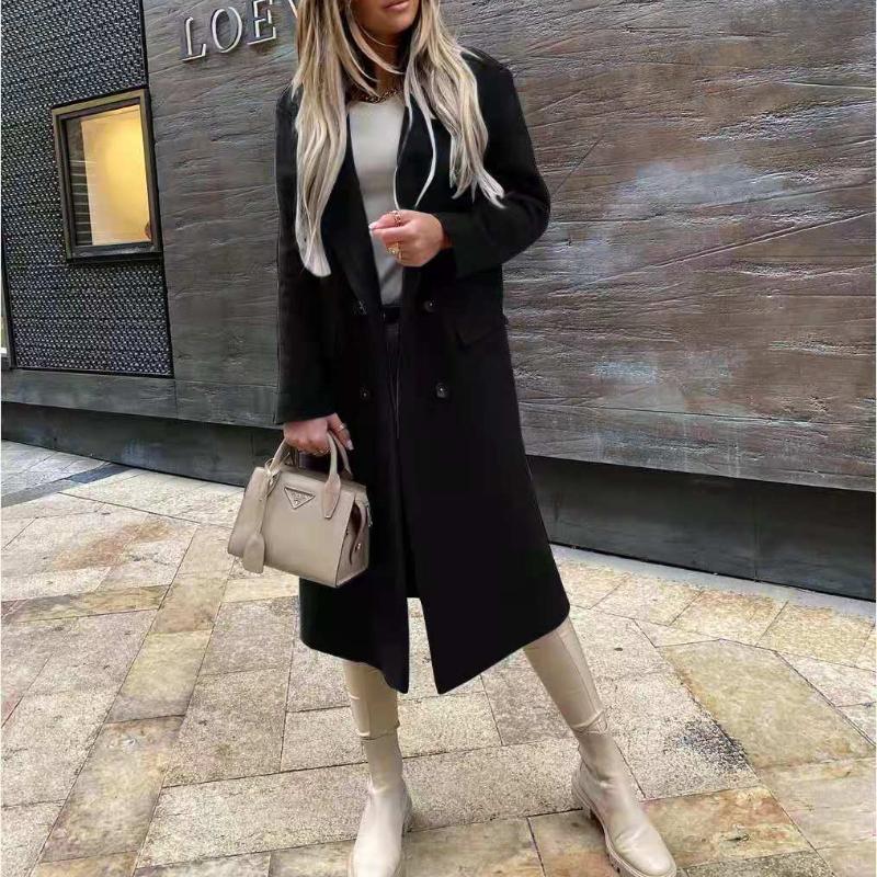 

BITCED Женская куртка осень-зима с длинными рукавами и воротником из двубортного нейлона, пальто для женщин M чёрный