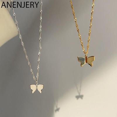 Schmetterlings-Halskette für Damen, Gold, hochglanzpoliert, Schlüsselbeinkette, Halskette, Schmuck, Geschenke