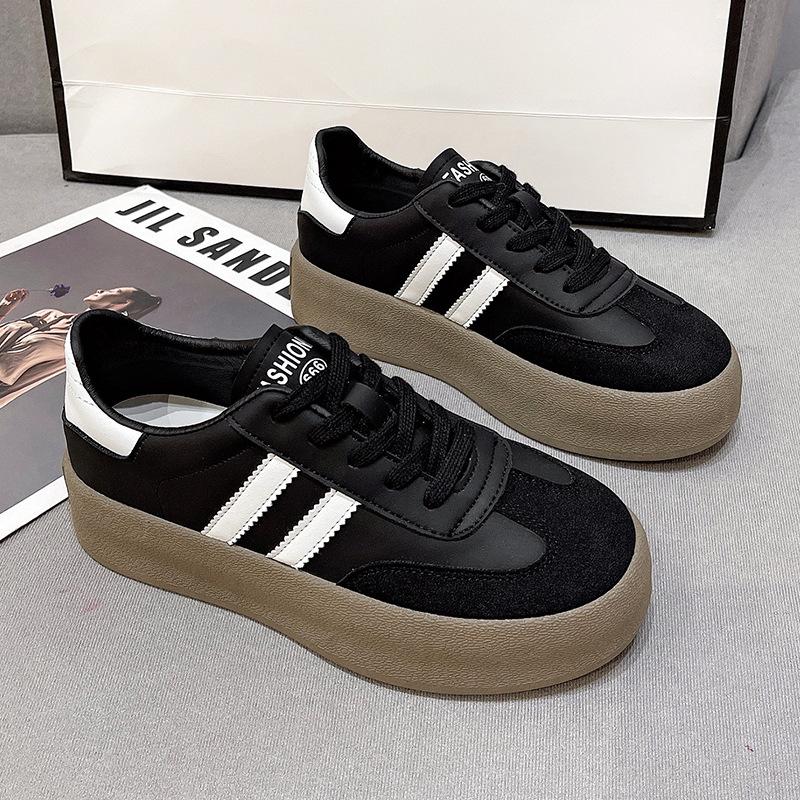 Retro German training shoes spring and autumn new platform student board shoes casual sports 35 чёрный