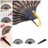 Black Spanish Style Dance Party Wedding Lace Silk Folding Hand Held Flower Fan