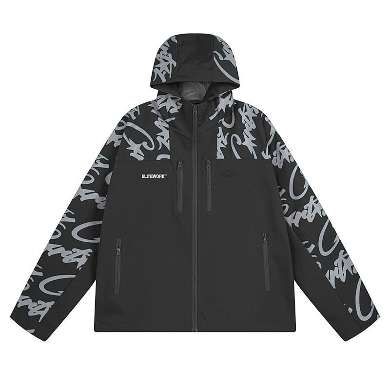 25 Devils Island Embroidered Letter Windbreaker Jacket Pants Set American Street Casual Zip Suit Teens
