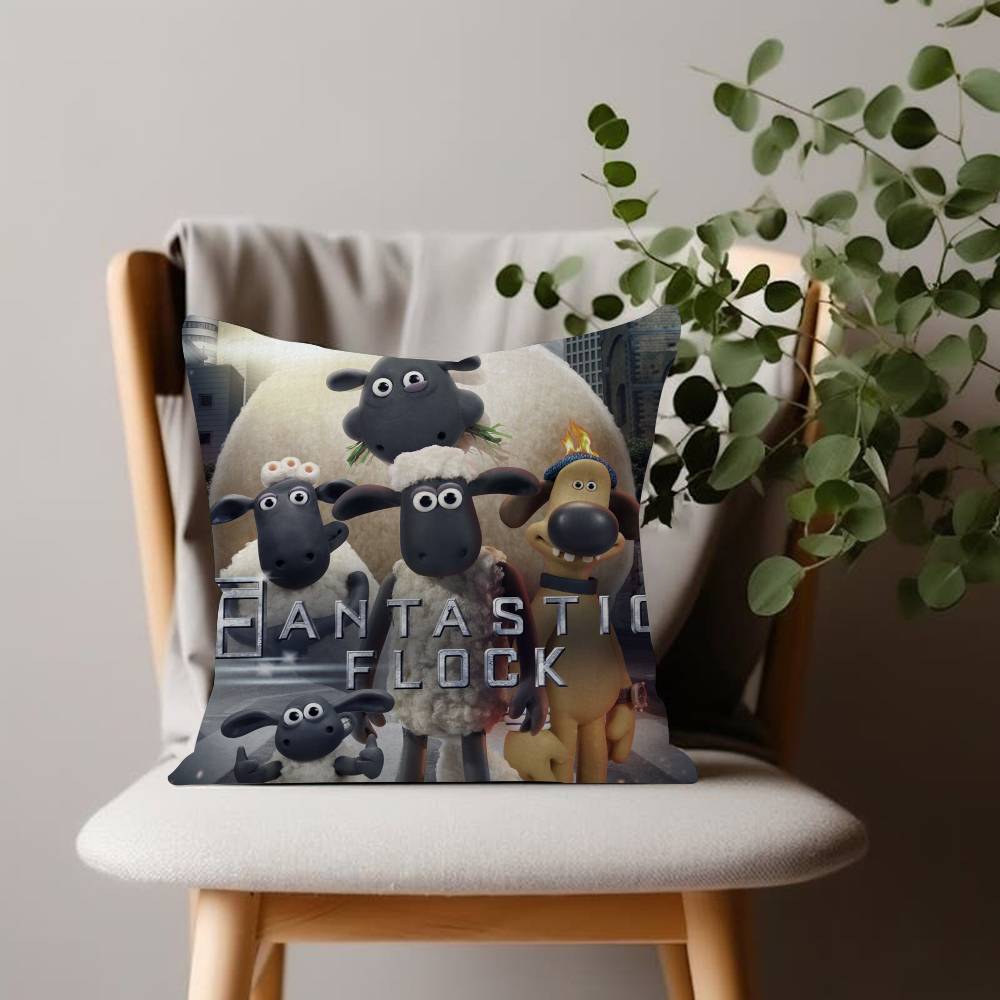 Cartoon SShaun Fun the Sheep Anime Cushion Cover Inches Farmhouse Decor Home Throw Pillow Covers for Couch Decorations