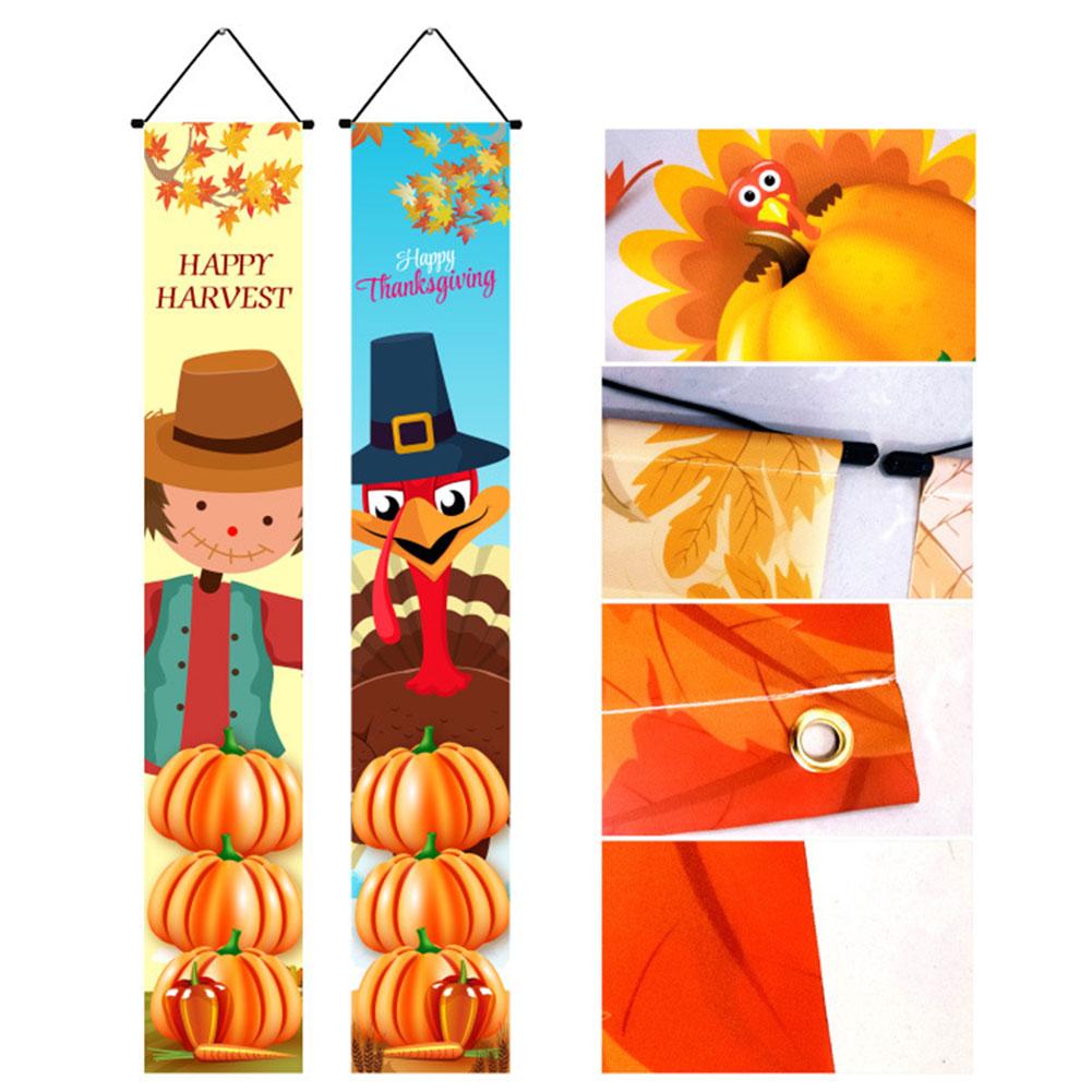 Vintage Front Door Fall Decorations Banners Rustic Yard Colorful Pumpkins Maple Leaf Porch Banners For Home Themed Party Outside
