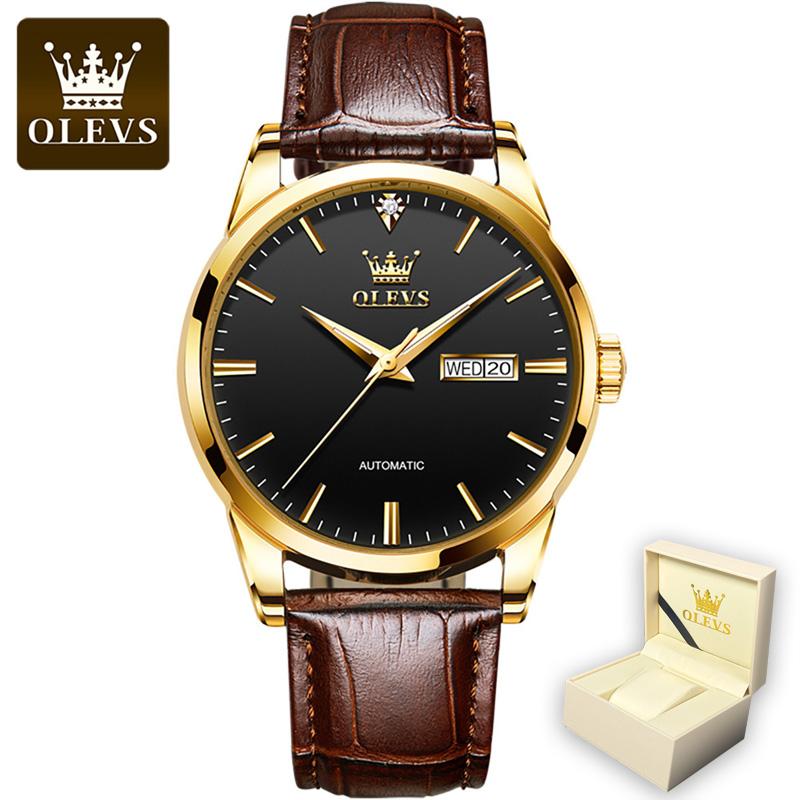 

OLEVS 6629 с подарочной коробкой, роскошные модные автоматические механические часы, водонепроницаемые, благородные, светящиеся, элегантные часы для пар