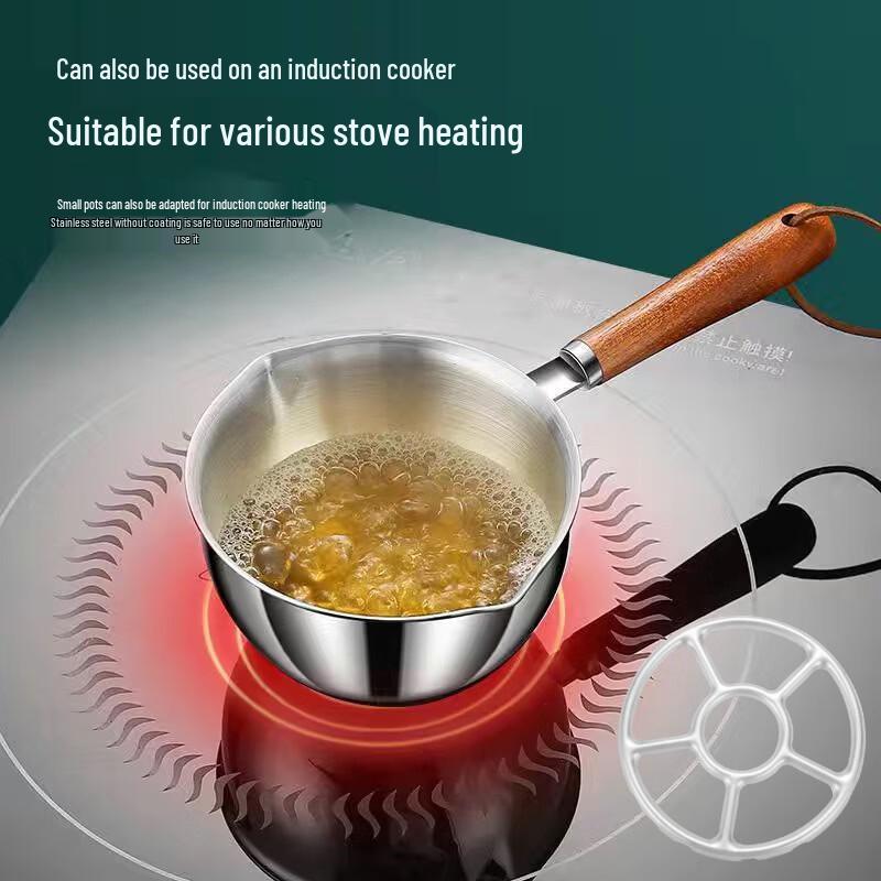 ZISIZ Stainless Steel Hot Oil Pot with Wood Handle & Rack