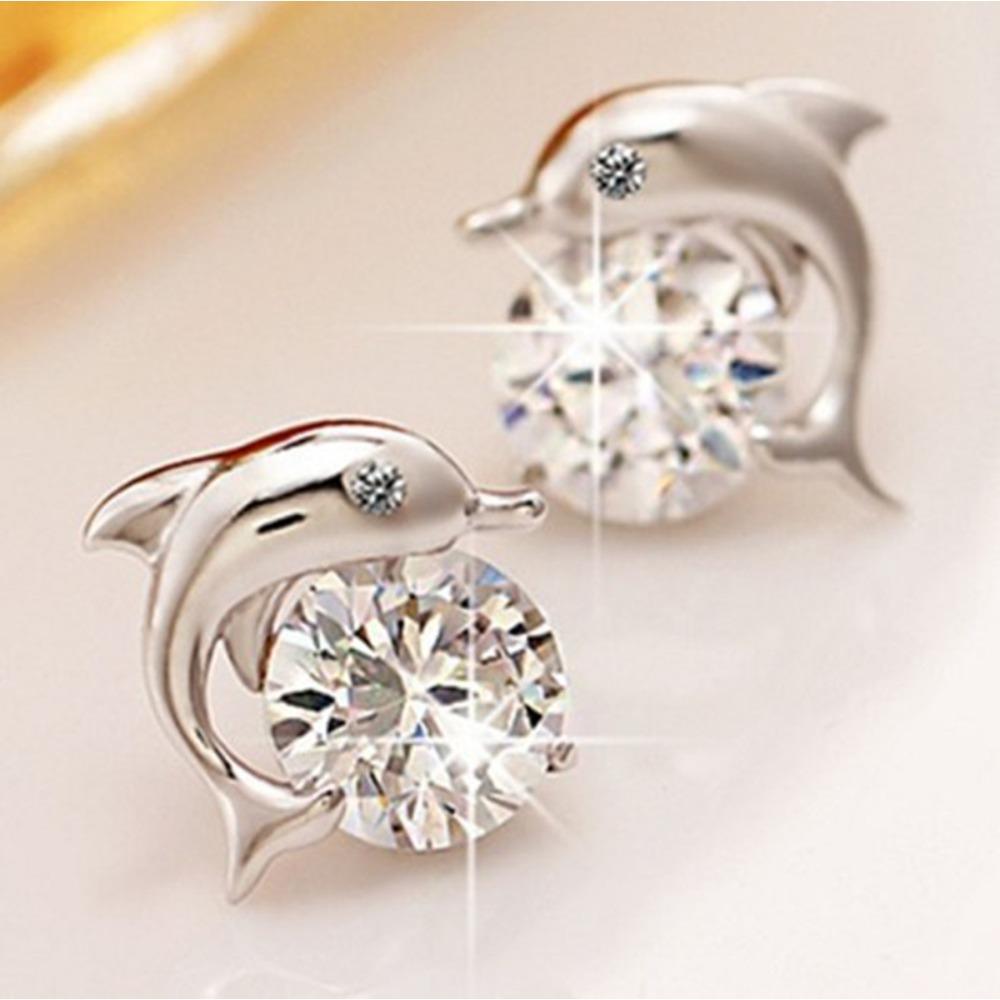 

Dolphin Earrings Silver Plated Copper Jewelry Elegant Dangle Earrings for Women Girls Fashion Accessories
