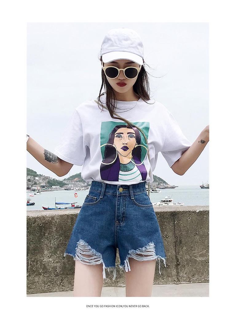 2019 Summer Women's High Waist A-Line Denim Shorts: 5 Colors, Slim, Wide Leg, Loose Fit