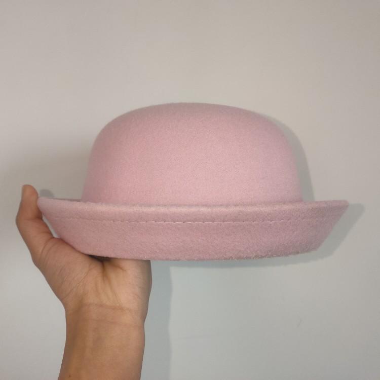 Round Basin Hat Jk Uniform Versatile Bowler Hat Imitation Cashmere Hat Woolen Flanged Hat Tide