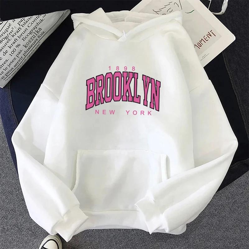 Brooklyn Fashion Hoodie for Woman All Season Daily Casual Sport Hooded Longsleeve Pullover Girls Home Outdoor Comfort Sweatshirt
