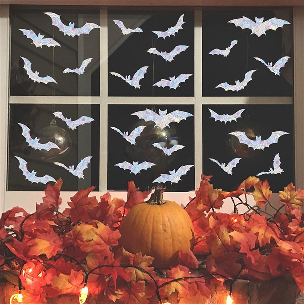 Halloween Static Double Sided Stickers, Colorful Reflective Window Stickers
