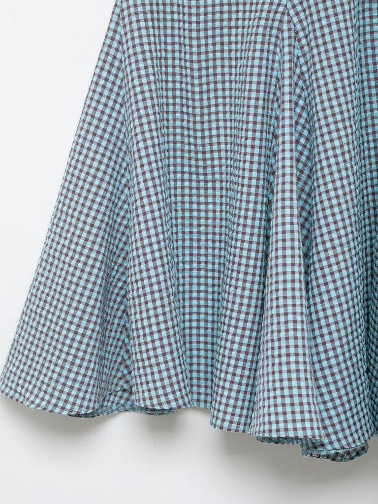 Spring 2026 European & American Style Women's Plaid Wave Midi Skirt