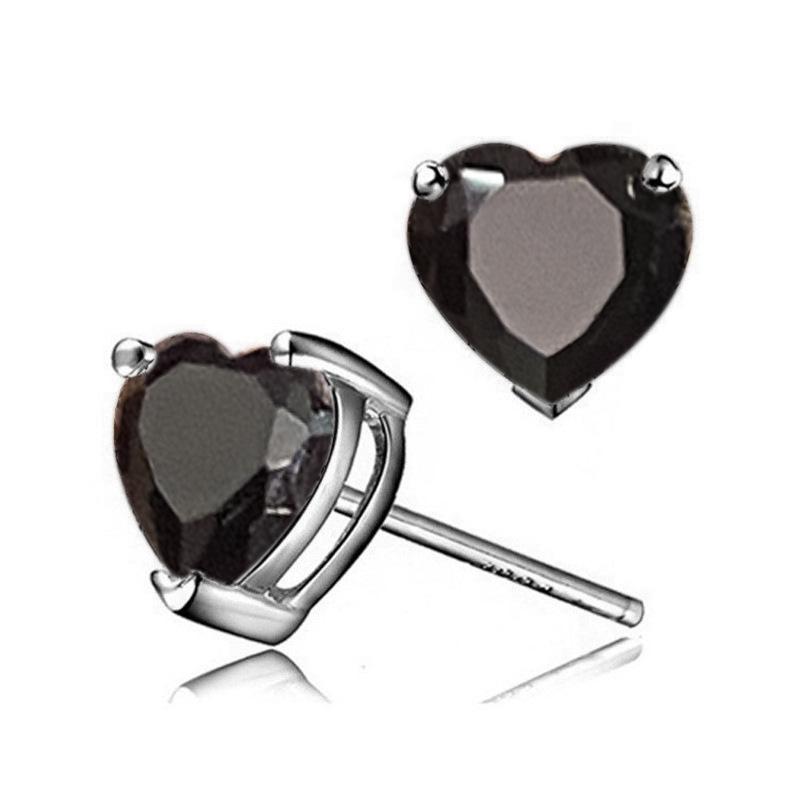 Fashionable Mini Heart-Shaped Zircon Stud Earrings For Women, Heart-Shaped Colorful Diamond Multi-Color Earrings