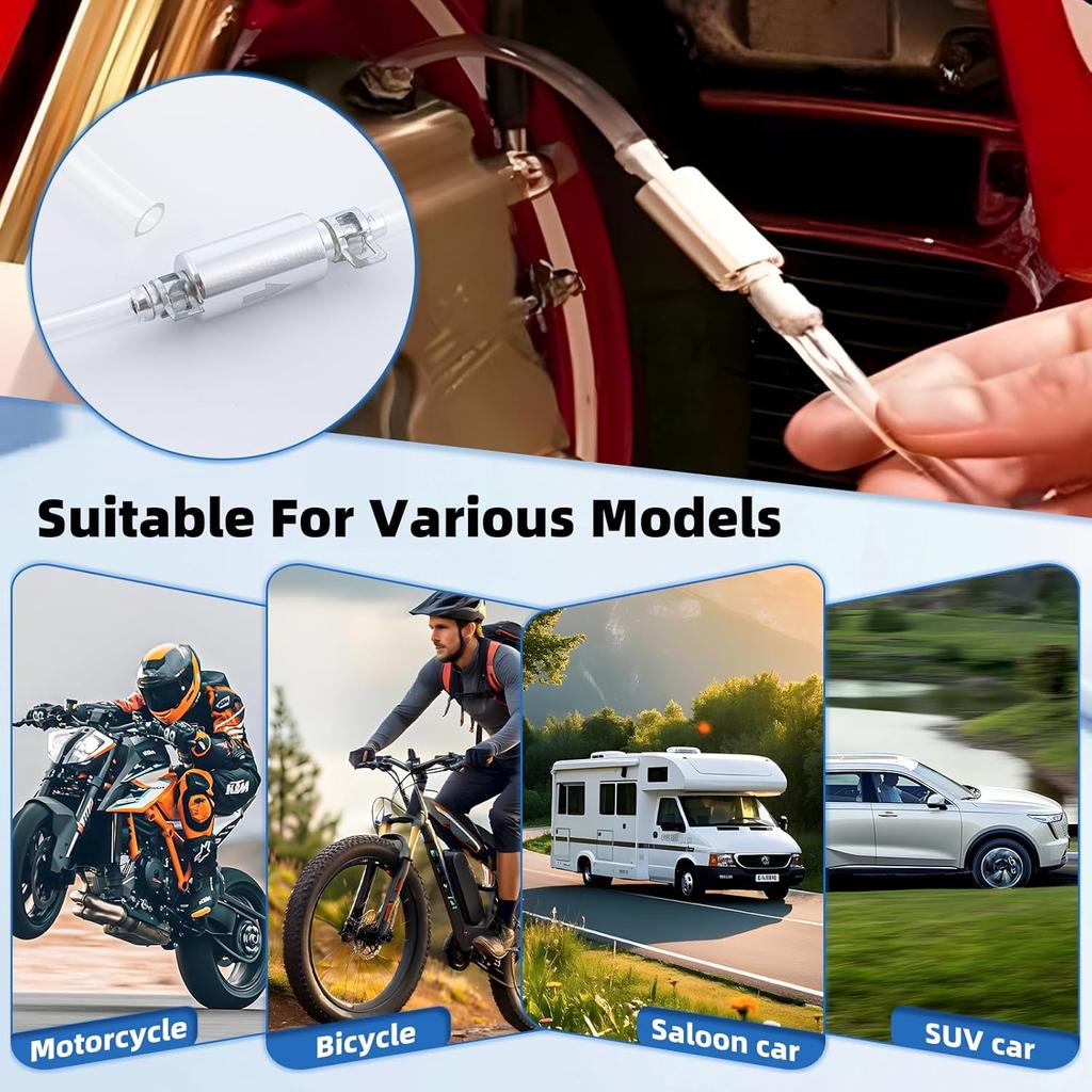 2 Pcs Brake Bleeder Hose - One Way Check Valve Tube Bleeding Tool Kit For Car Motorcycle Clutch,Universal Brake Fluid Bleeder Kit,Soft Tube With